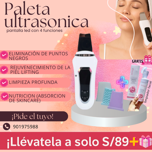 Paleta Ultrasónica Facial — Limpieza Profunda y Piel Radiante