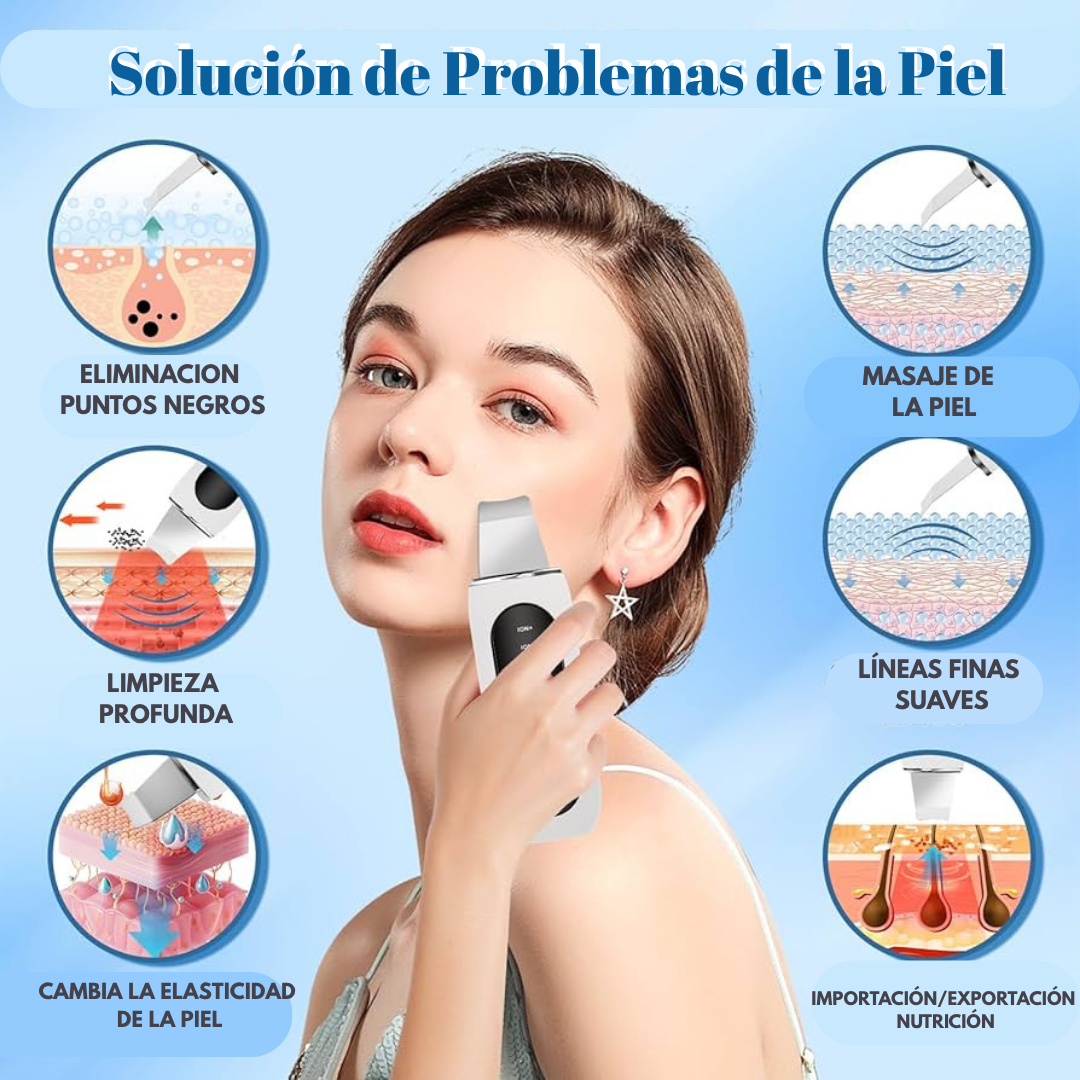 Paleta Ultrasónica Facial — Limpieza Profunda y Piel Radiante